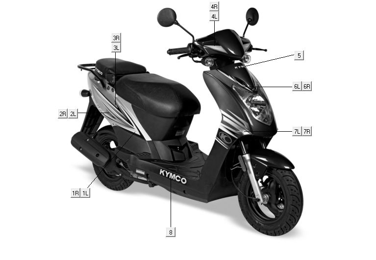 Aufkleber 1 Kymco Agility 10' 4-Takt sportliches Blau