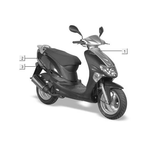 Aufkleber 2 Kymco Vitality 2t ac blau