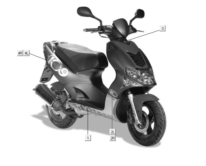 Aufkleber Kymco Super9 2t lc om mattschwarz-silber