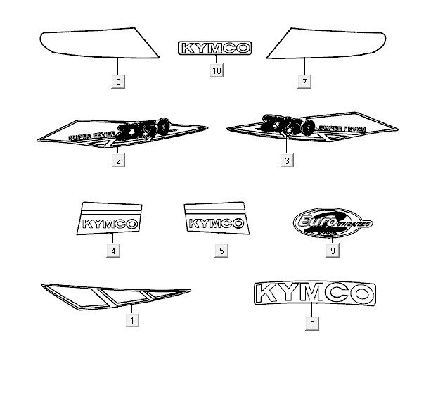 Aufkleber Kymco ZX 2t Wechselstrom silber-orange