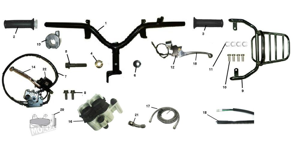 Lenker- Hinterradträger- Bremssattel Riva Sport VX50S 4-Takt