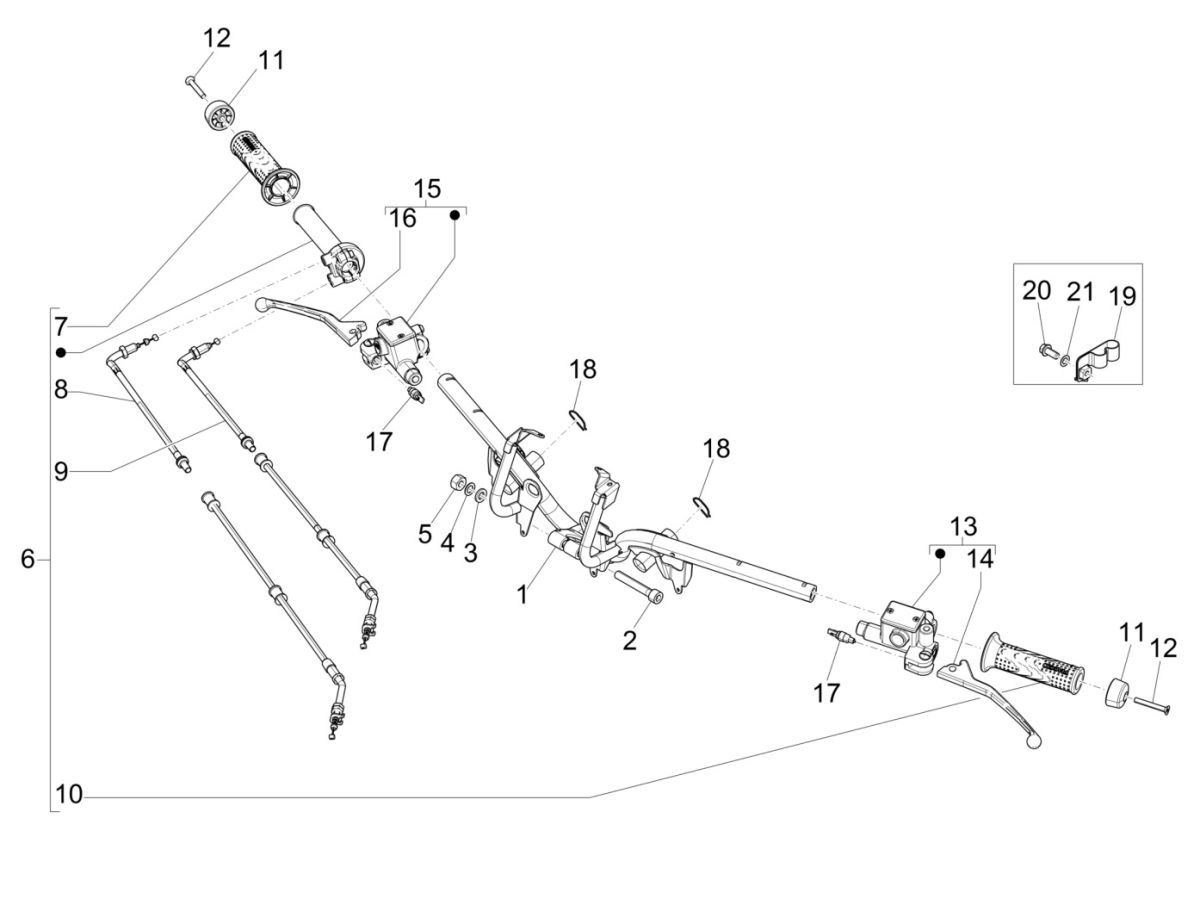 Lenkrad - Bremspumpe Piaggio Medley 125 4T IE ABS E4 2016-2019 (EMEA)