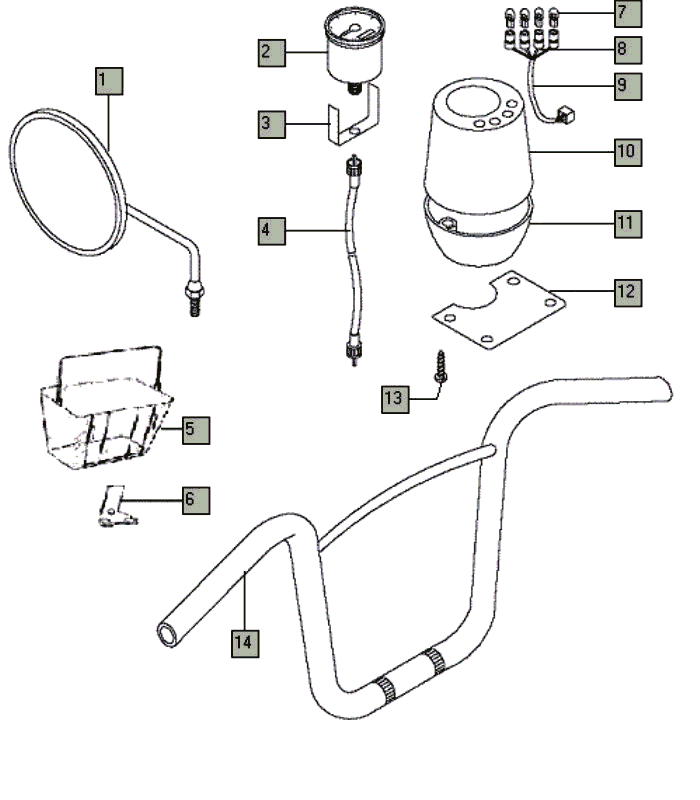 Stuur - spiegel - teller Tomos LUXE EX (L0-L1)