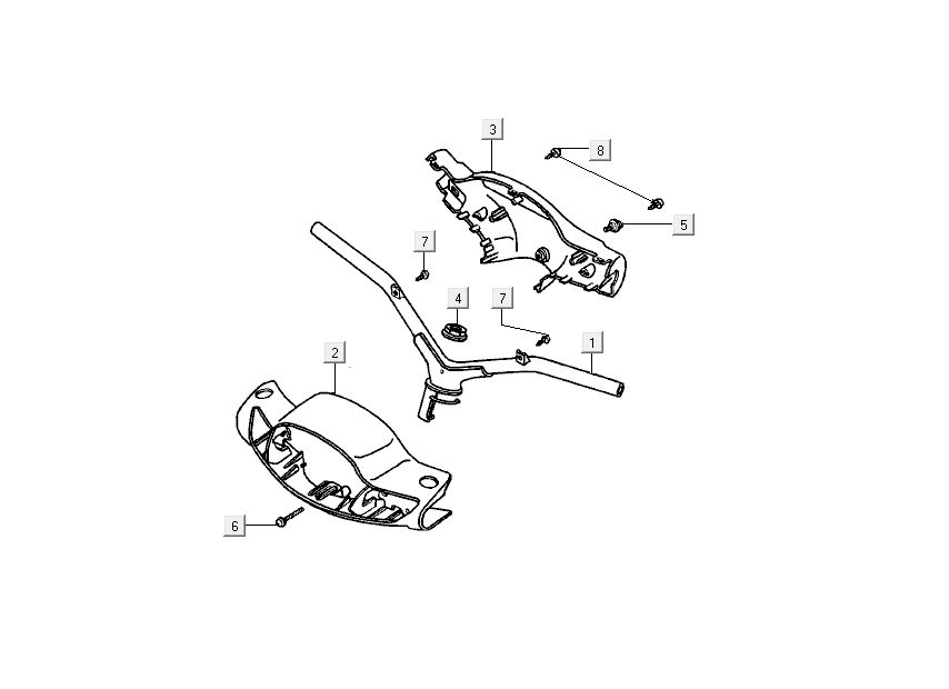 Lenker +Lenkungsteile Kymco DJ 2-Takt Silber