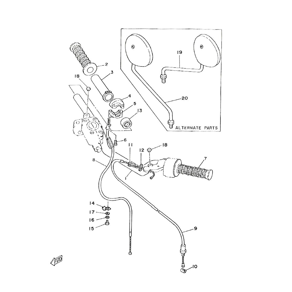 Stuur en remhevels Yamaha FS1