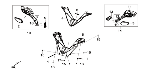 Lenkung/Bremsgriffe/Spiegel Sym Joymax 300I ABS E3 2014-2016 Mattgrau (GY-7450U)