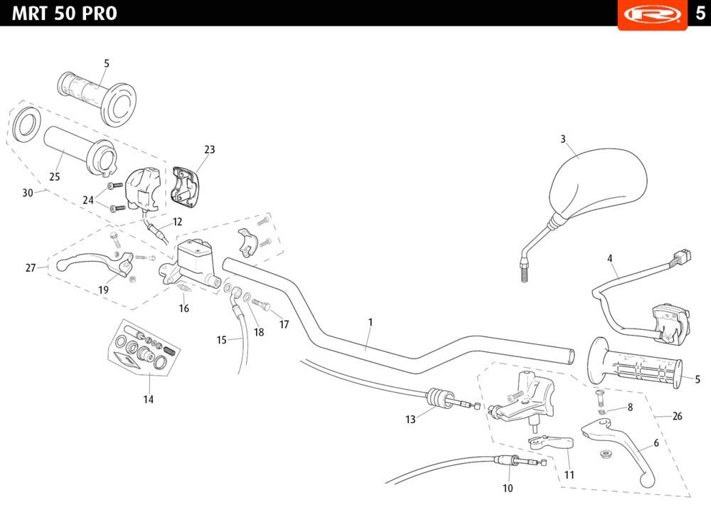 Lenkungsteile- Spiegel Rieju MRT pro Enduro weiß 2010 2-Takt