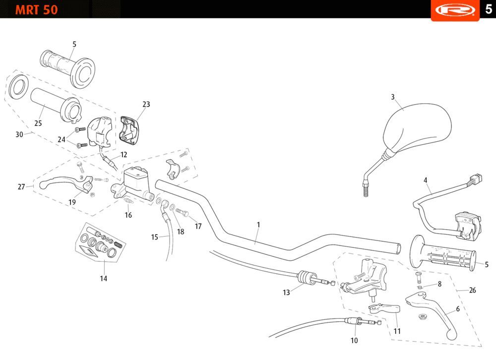 Lenkungsteile - Spiegel Rieju MRT SM blue lim 2010 2-Takt
