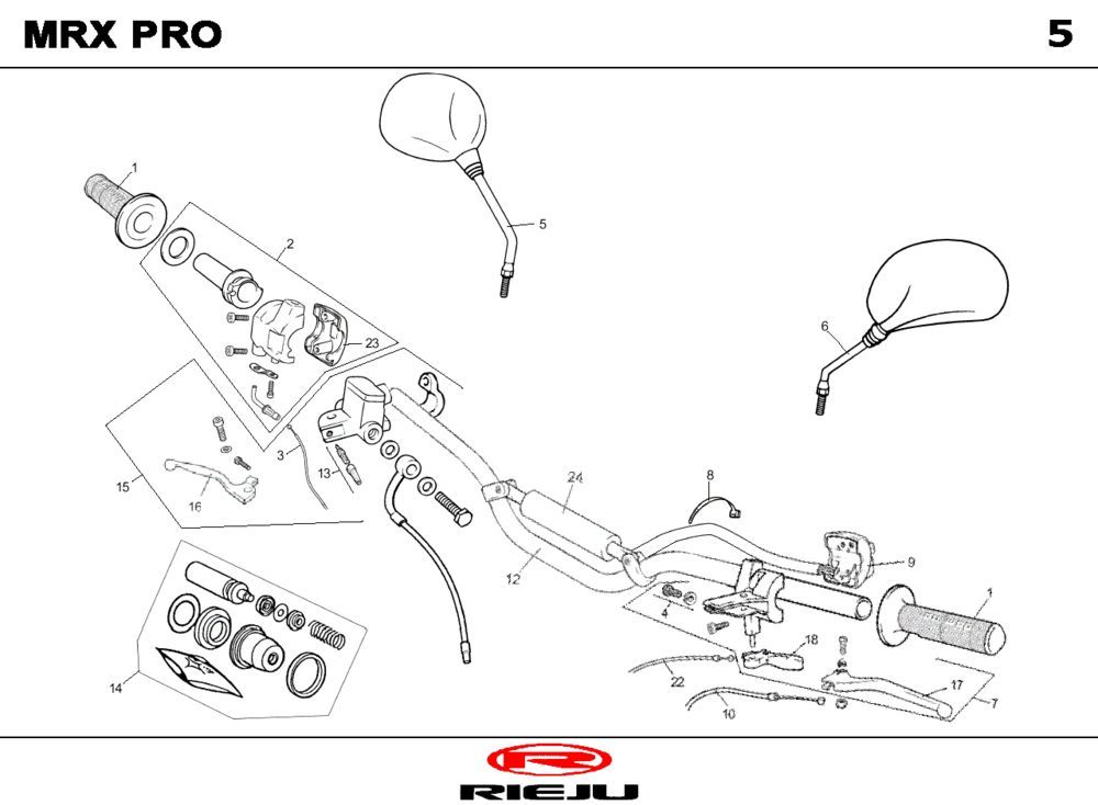 Lenkungsteile - Spiegel Rieju MRX orange 2004 2-Takt
