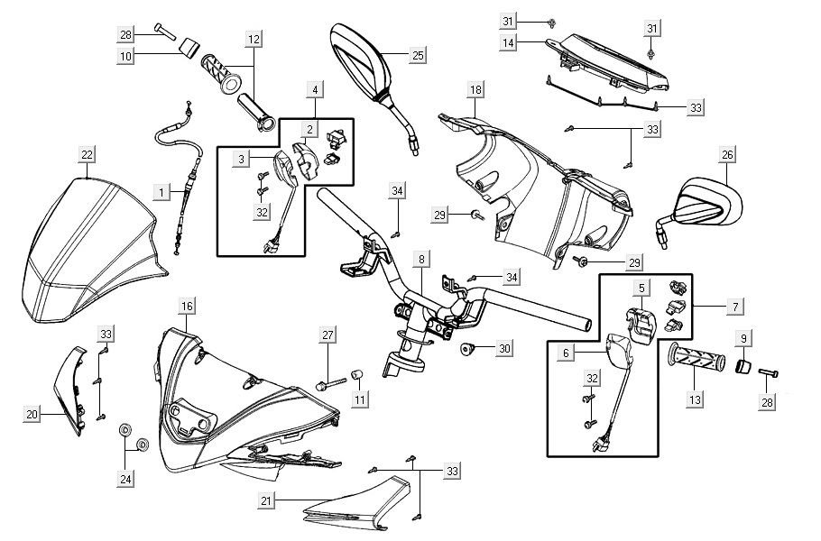 Lenkungsteile AGILITY 16+ 4T 125 Mattes Metallic-Silber