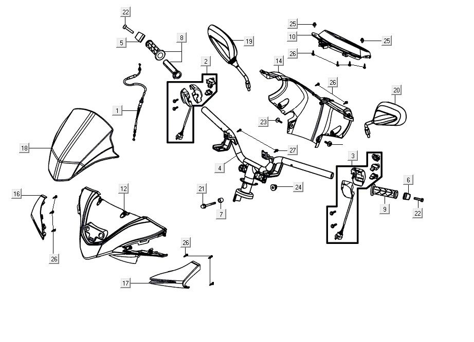 Lenkungsteile AGILITY 16+ 4T 200i Mattes Metallic-Silber