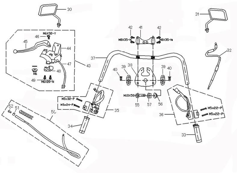 Teile der Lenkung China Retro Extra mattes Schwarz