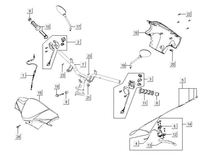 Lenkungsteile Kymco Agility 12 4-Takt 125 blau