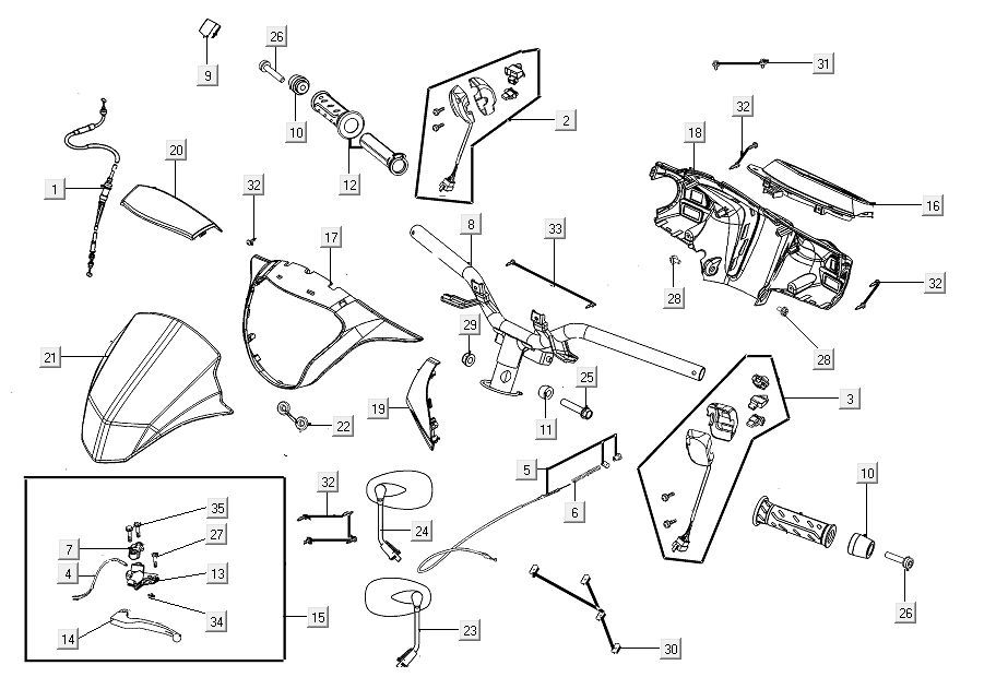 Lenkungsteile Kymco Agility 16'+ 4-Takt-Einspritzung euro4 mattgrau