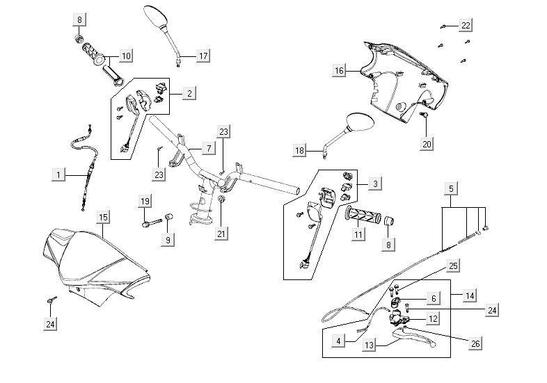 Lenkungsteile Kymco Agility Fat 12' 4-Takt Eiche Metallic