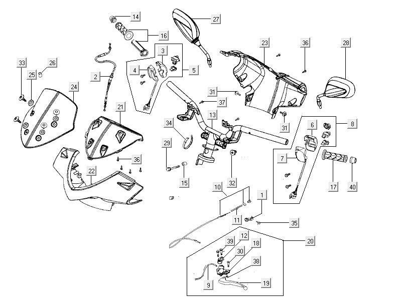 Lenkungsteile Kymco City 16' 4-Takt weiß