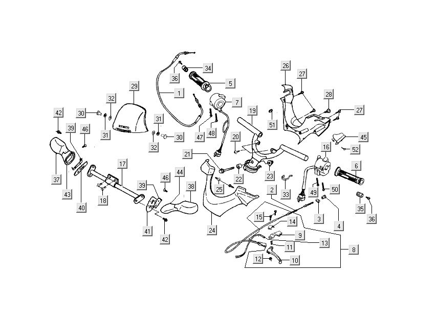Lenkungsteile Kymco Dink LC 2-Takt Silber