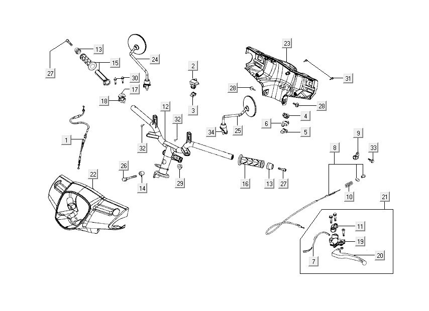 Lenkungsteile Kymco Like 4-Takt diamantweiß wie T T