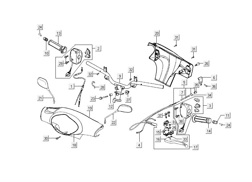 Lenkungsteile Kymco People 2-Takt blau