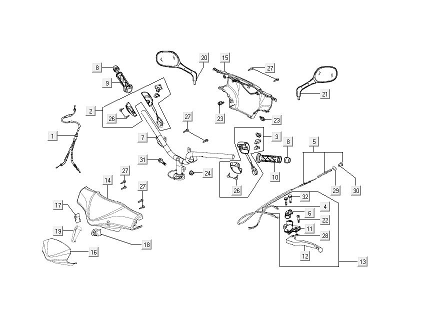 Lenkungsteile Kymco Super9 2-Takt mm Silber