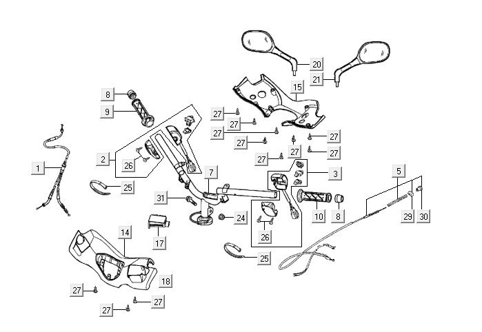 Lenkungsteile Kymco Super9 2t LC om mattschwarz-gelb