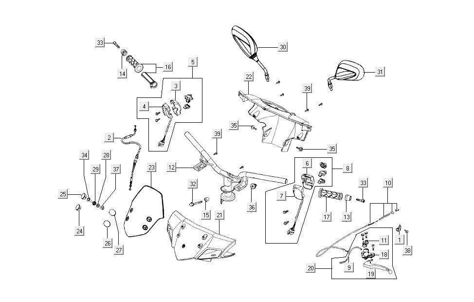 Lenkungsteile Kymco Super 8 4-Takt (2007-2009) Blau Gelb