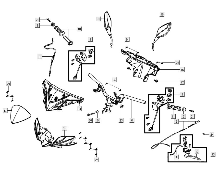 Lenkungsteile Kymco Super 8 Street 4-Takt rot