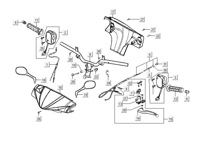 Lenkungsteile Kymco Vitality 4t AC diamantschwarz