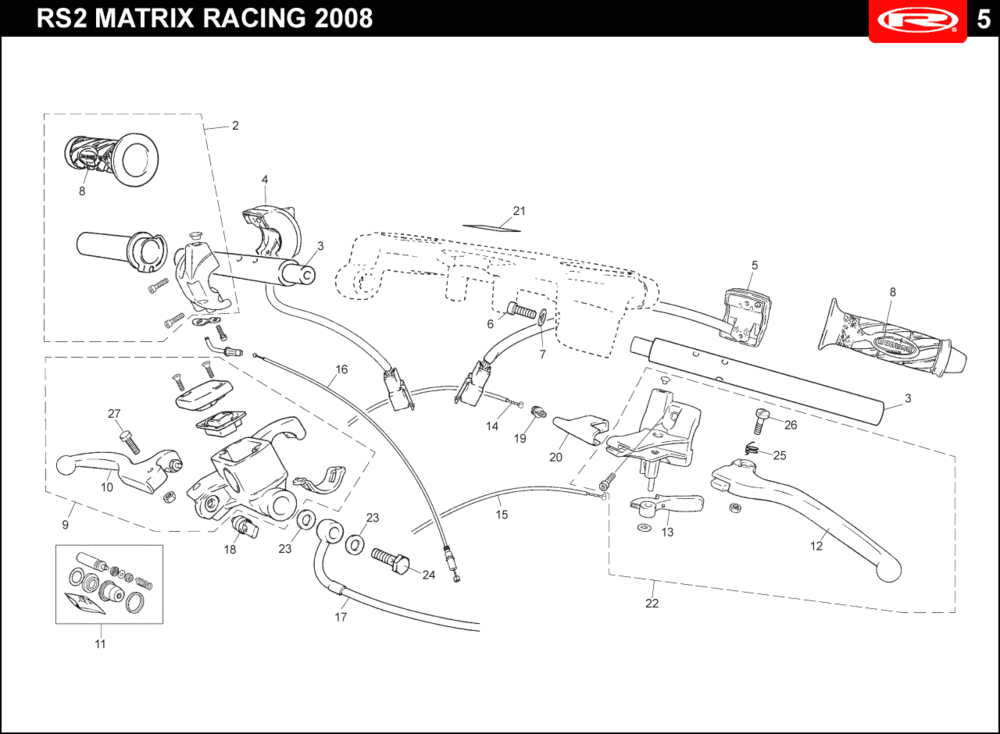 Lenkungsteile Rieju Rs2 Racing schwarz 2010 2-Takt