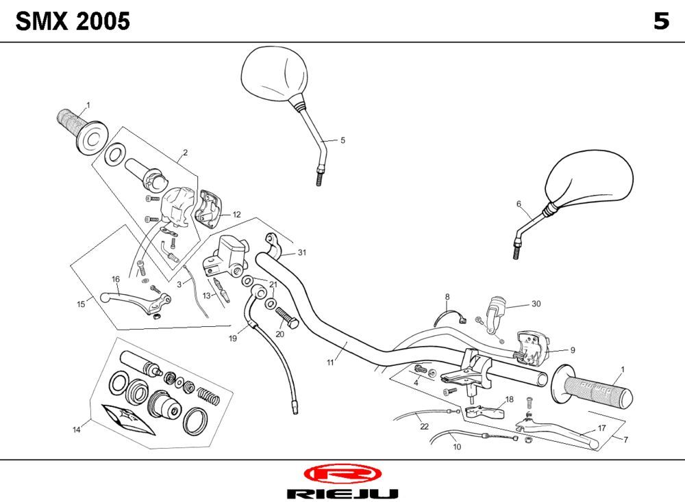 Lenkungsteile Rieju SMX p-up schwarz 2008 2-Takt
