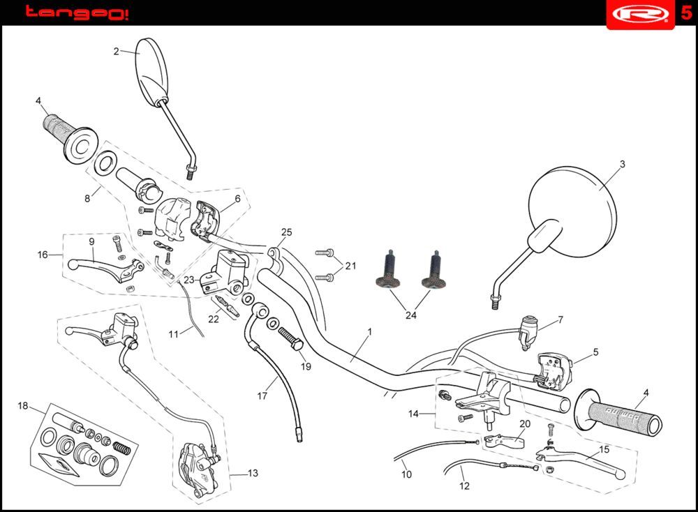 Lenkungsteile Rieju Tango blue 2008 2-Takt