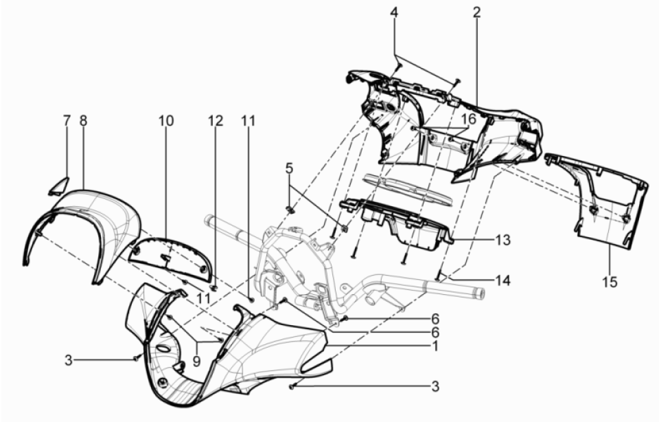 Stuurkappen Piaggio Beverly 125 RST 4V Euro 3 2010-2015