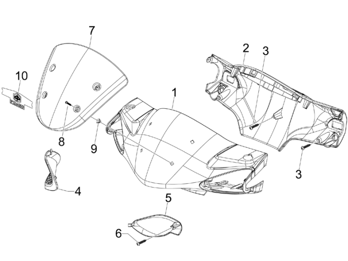 Lenkerdeckel Piaggio NRG Power DD 2007-2017 mattschwarz 80/B