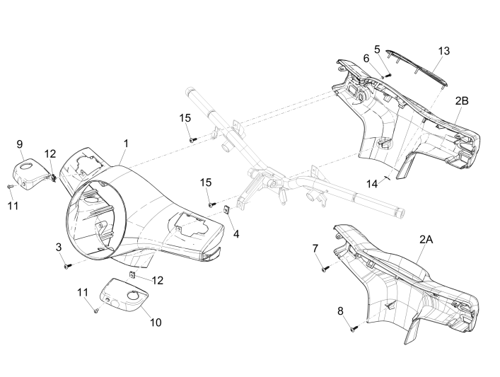 Lenkerabdeckungen Vespa GTS 250 ie 2005-2016 (ohne ABS) azurblau 244/A