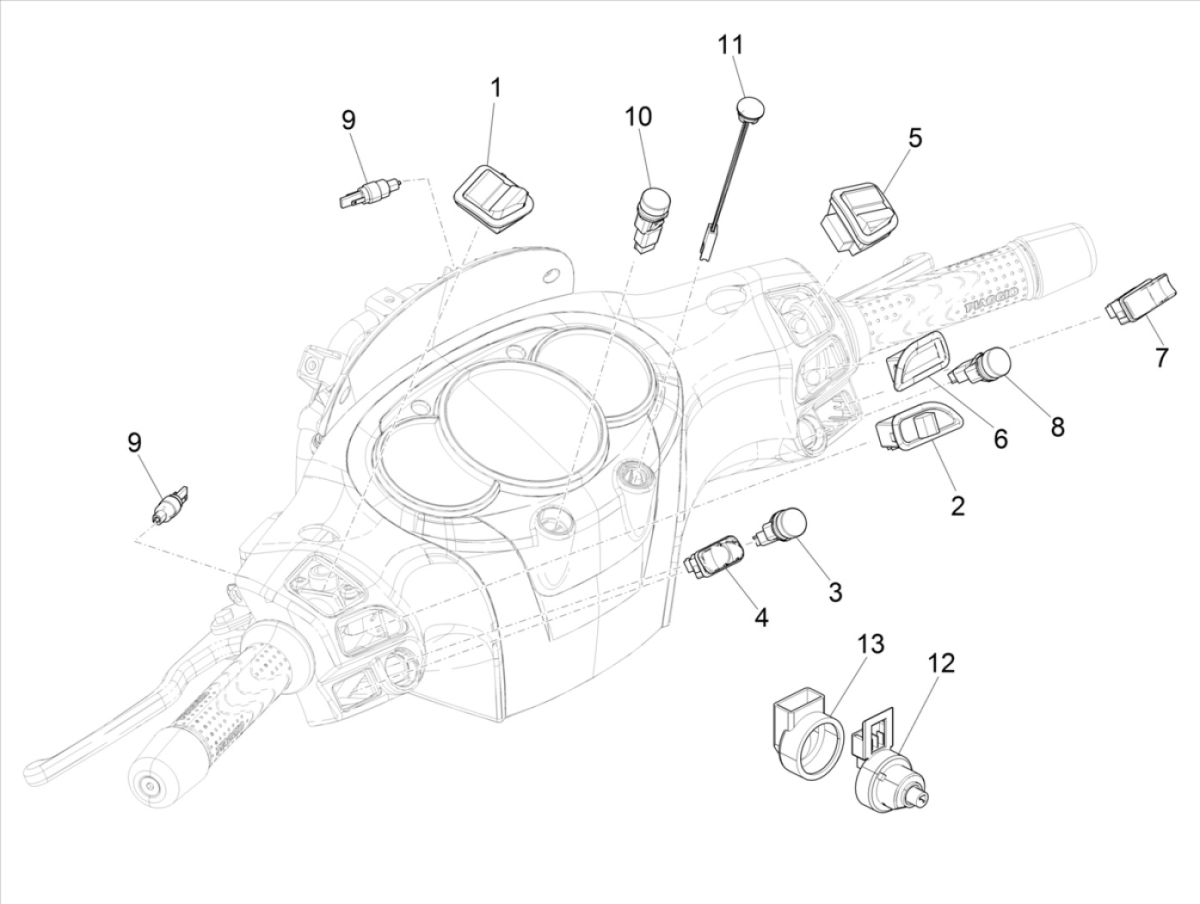Piaggio Beverly 300 IE ABS E4 2016 - 2020 Lenkschalter (EMEA)