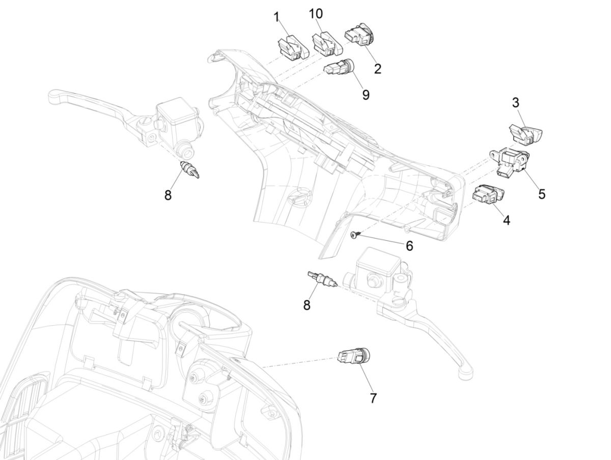 Anlasserschalter Vespa GTS 300 HPE 4T 4V IE ABS E4 2019 (EMEA)