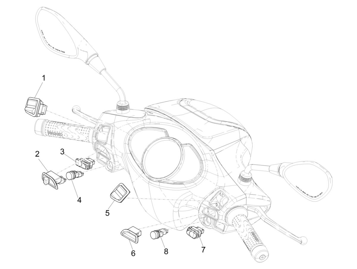 Piaggio Medley 125 4T IE ABS E4 2016-2019 Lenkschalter (EMEA)
