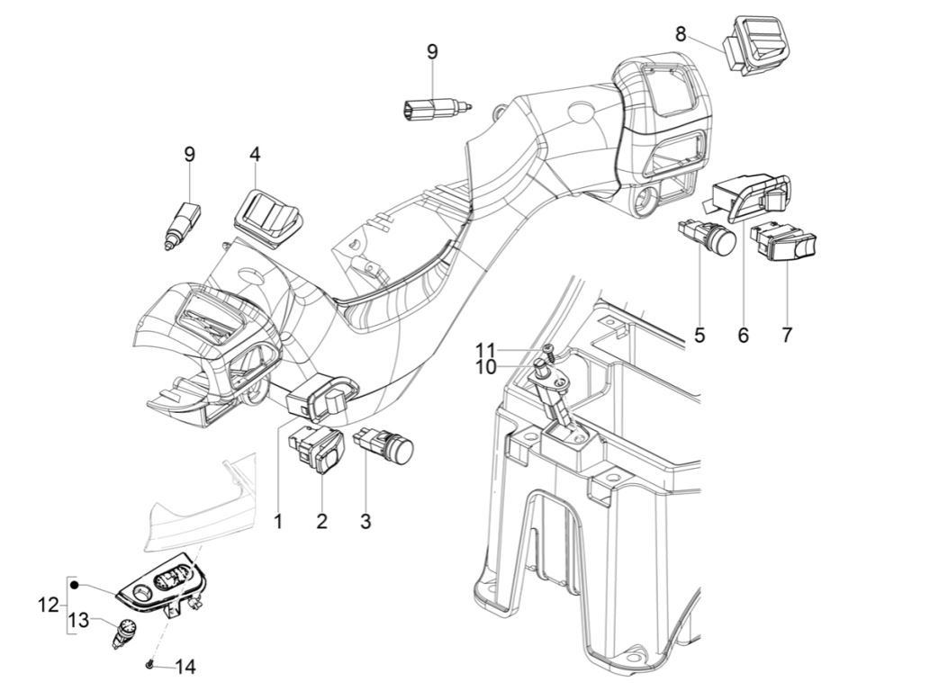 Piaggio MP3 300 HPE /300 HPE Sport E5 ABS 2020-2022 Lenkschalter (EMEA)