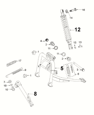 Suspension stand Peugeot Django 125 EFI E5 2021-2022