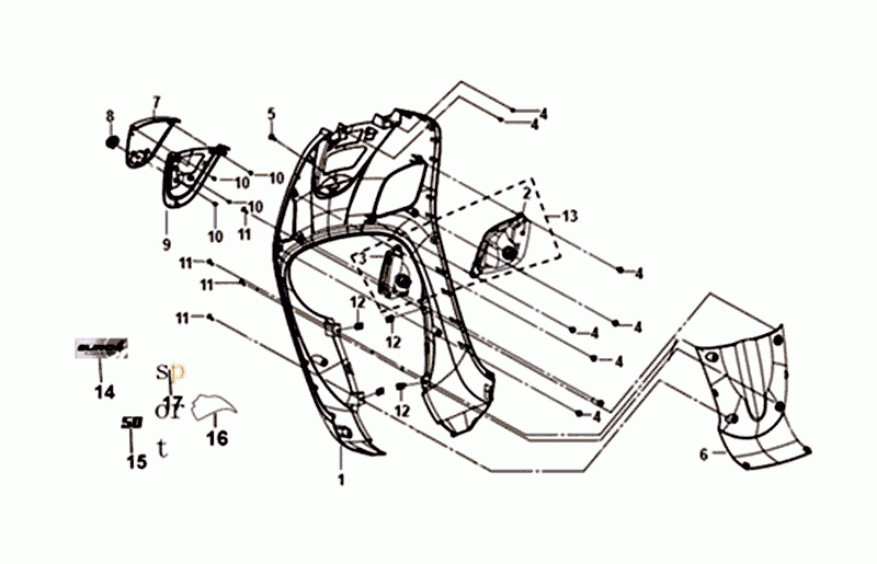 Scheinwerfer-Frontplatte Sym Fiddle III weiß (WH-006)
