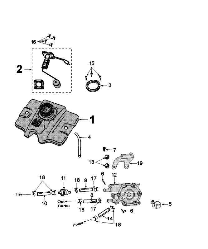 Tank- und Kraftstoffpumpe Peugeot Speedfight 4 4-Takt White Gold