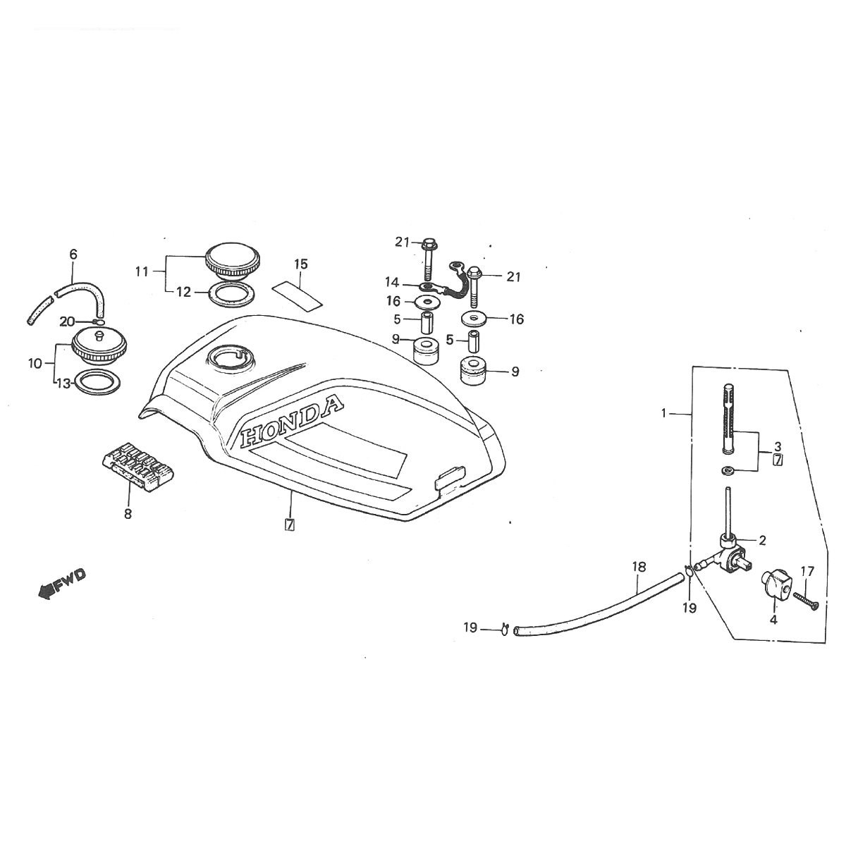 Kraftstofftank - Honda MT50 Kraftstoffventil