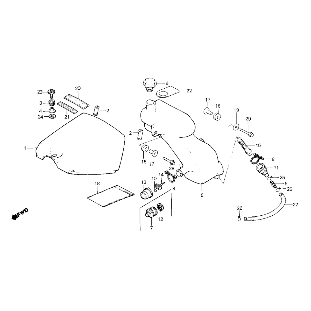 Honda MB50/MB80 Tankteil und Öltank