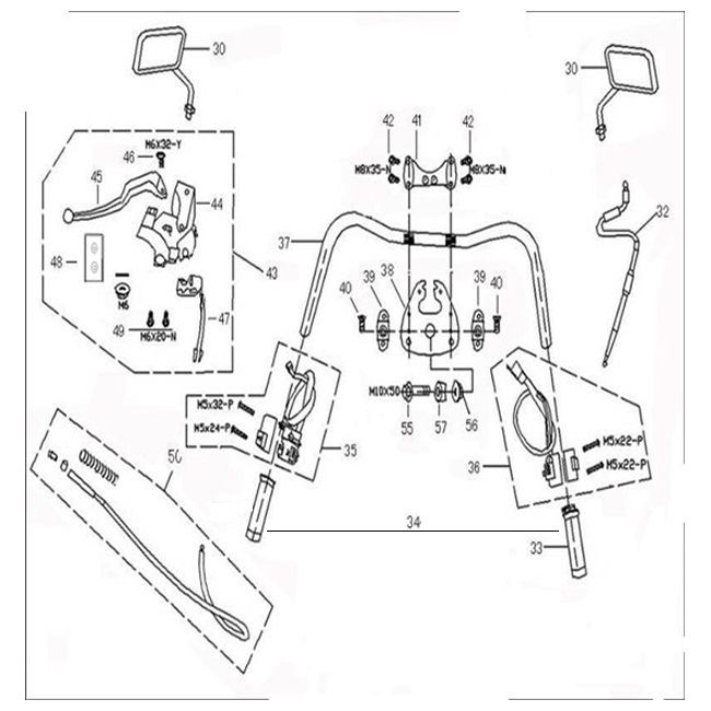 Teile der Lenkung China Grande Retro Euro4