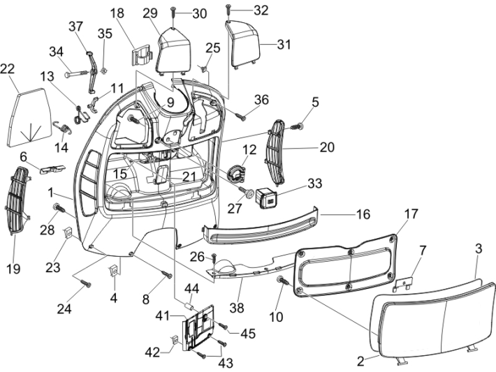 Antischutzplatte Vespa GTS 250 ie 2005-2009 (mit ABS) grau Sternenstaub 760/A