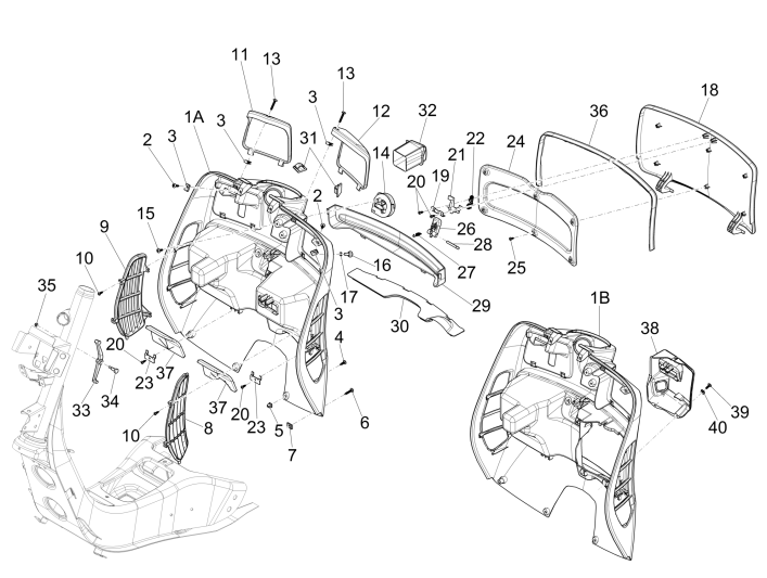 Anti-Schutzplatte Vespa GTS 300 dh 2008-2016 (mit und ohne ABS) red dragon 894