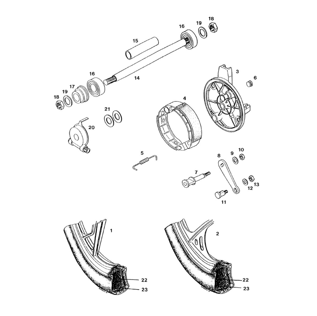 Voorwielen - kilometertelleaandrijving Tomos FLEXER 2001