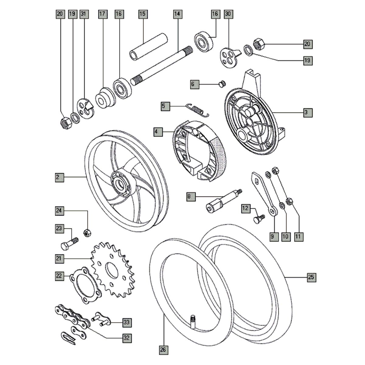 Achterwiel nieuw Tomos STANDARD XL (L0-L1)