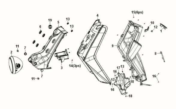 Obere Abdeckung Sym E-XPRO 45KM/H 2020-2021 Weiß (WH-8018P)