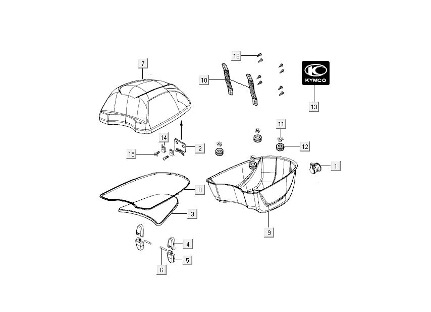 Topcase Kymco Like 4-Takt metallisch schwarz